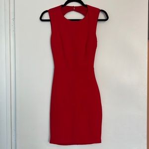 Red open back dress